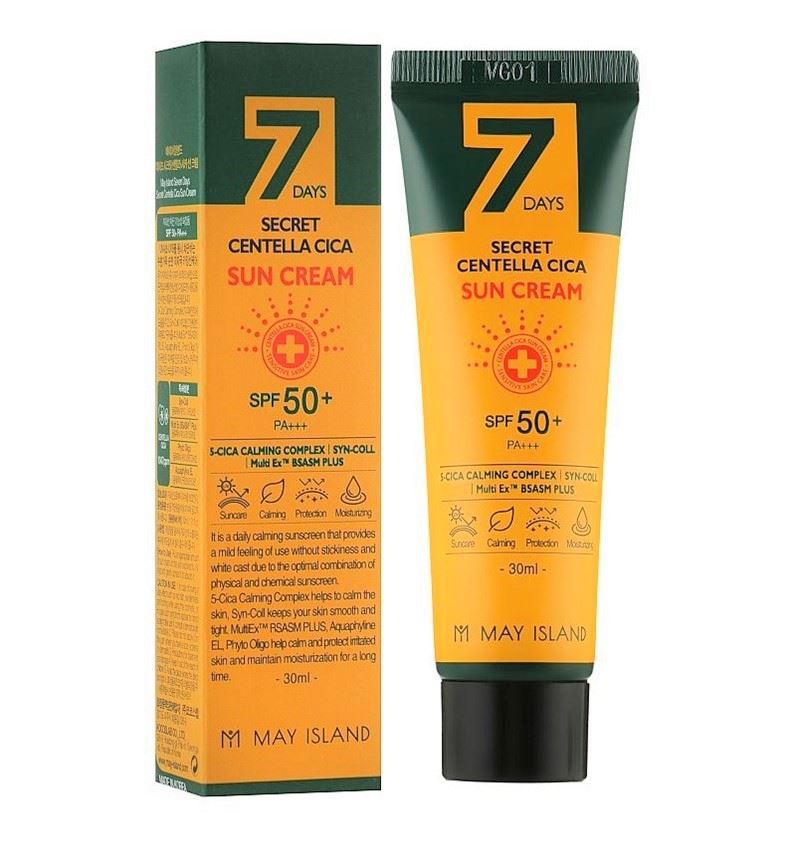 Сонцезахисний крем із центелою May Island 7 Days Centella Cica Sun Cream SPF 50+/PA+++, 30 мл
