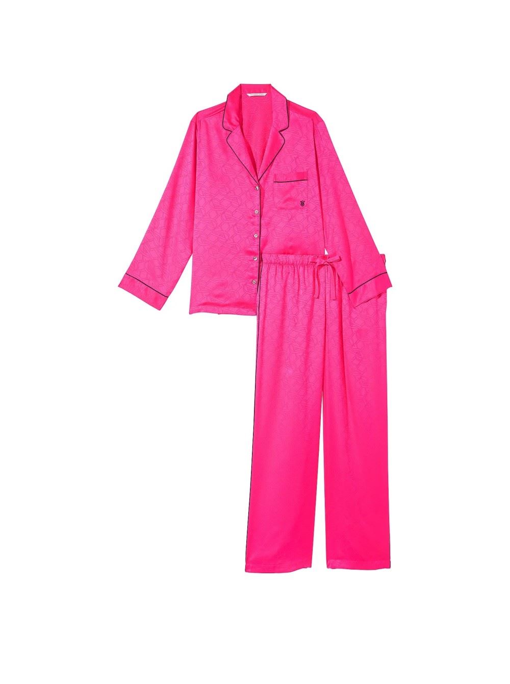 Піжама Satin Long Pajama Set Forever Pink Victoria’s Secret