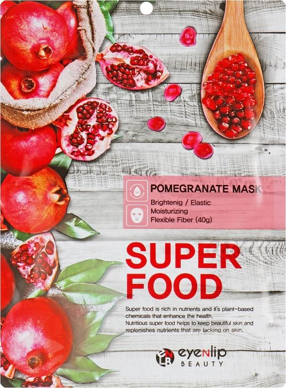 Тканинна маска для обличчя POMEGRANATE MASK SUPER FOOD з екстрактом гранату