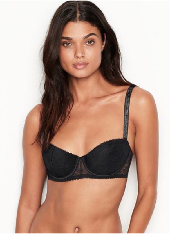 БЮСТГАЛЬТЕР LIGHTLY LINED JEWEL STRAP ОТ VICTORIA'S SECRET - Black