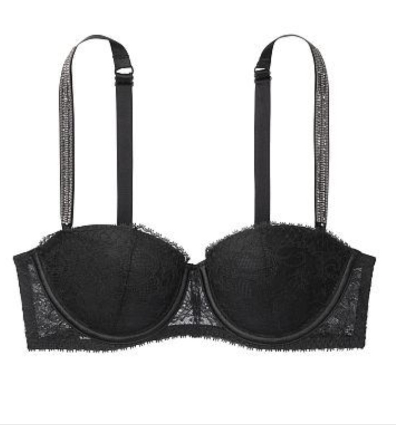 БЮСТГАЛЬТЕР LIGHTLY LINED JEWEL STRAP ОТ VICTORIA'S SECRET - Black