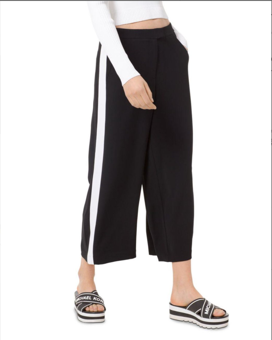 Брюки кюлоты Michael Kors Contrast Stripe Wide-Leg Pants синие M